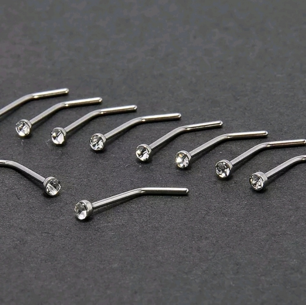 Clear stone nose stud piercing body jewelry